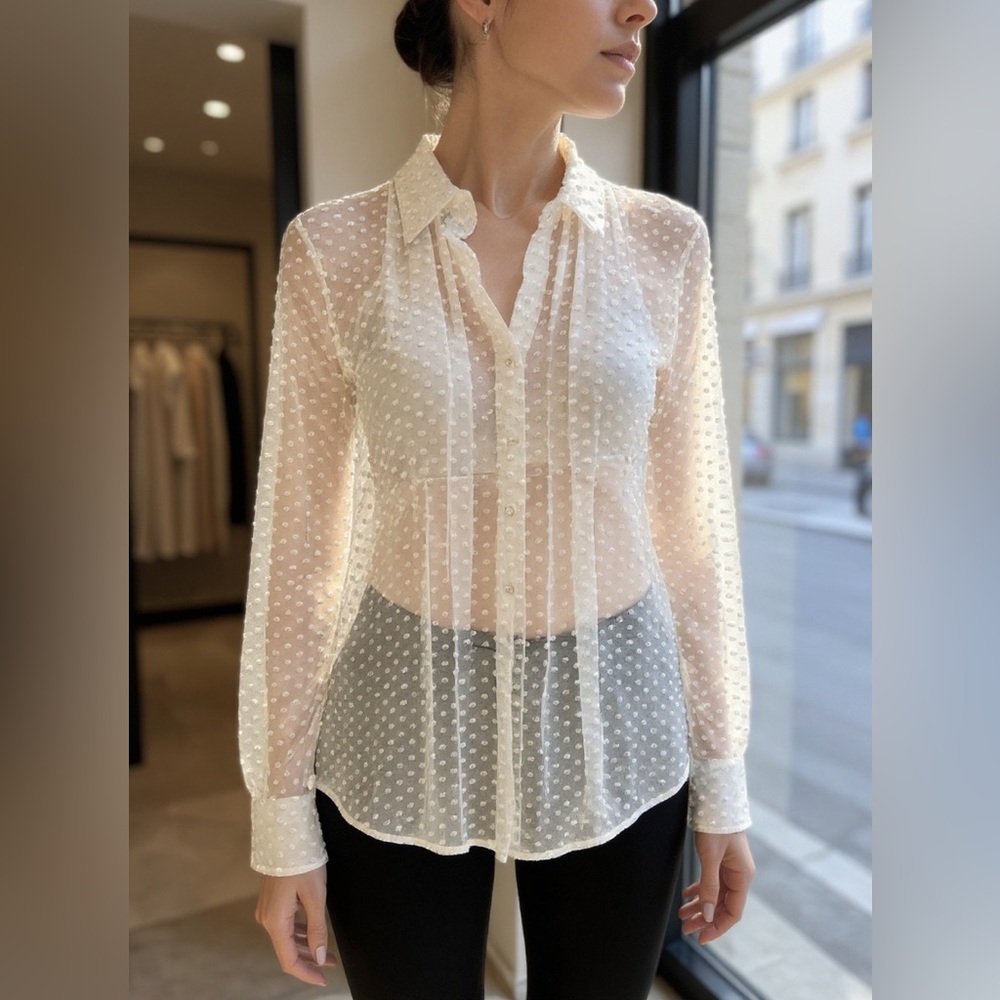 Jenni Kayne White Textured Button Down Shirt